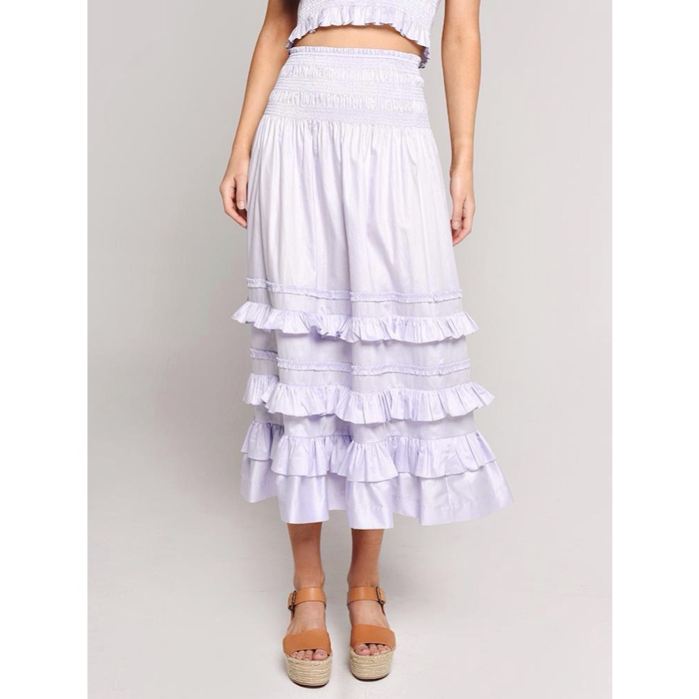 Rebecca Taylor Lavender Smocked Midi Skirt